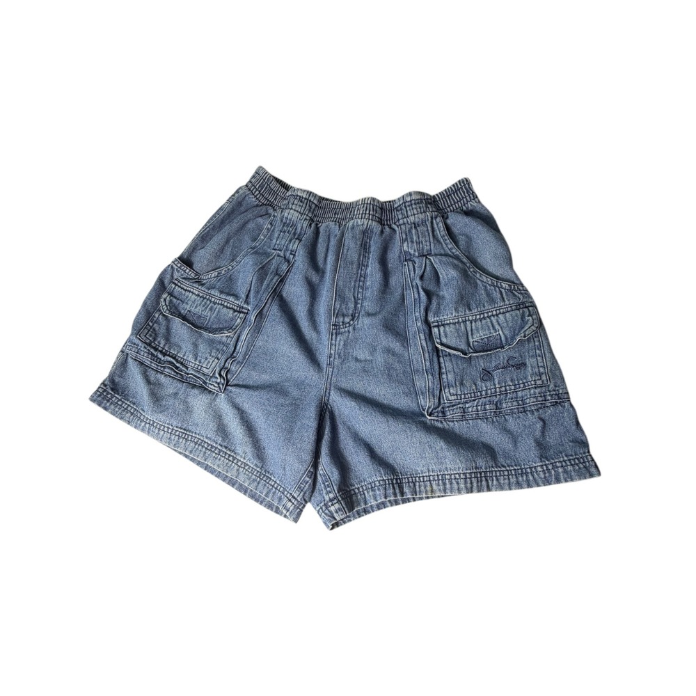 Vintage 90s Jonathan Logan Denim Cargo Shorts Size M Unisex Blue Utility Jorts
